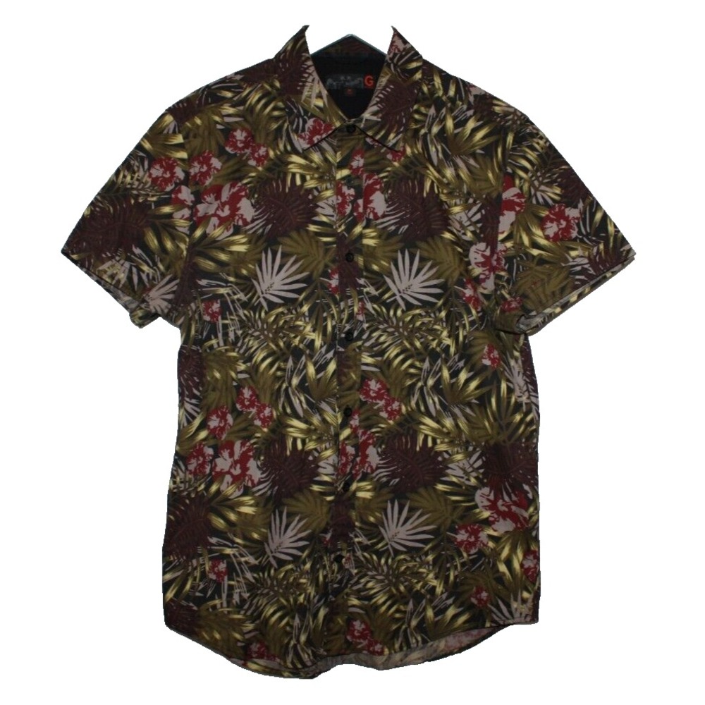 Guess Shorts Men's Medium Multicolor Button Up Tropical Aloha Beach Casual Top